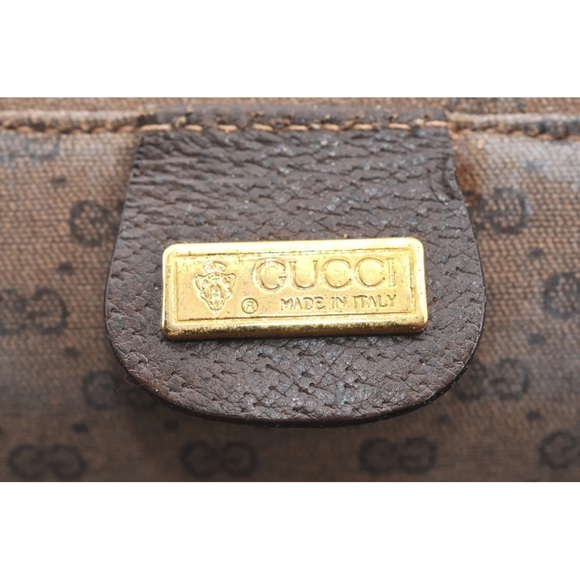 Auth RARE GUCCI Shoulder Cross Body Hand Bag GG Leather Brown GUC - Picture 13 of 16